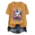 thumbnail image 4 of Tops de Cuello Alto para las Mujeres Amante Impreso Camiseta Cuello Redondo Manga Corta, Poliéster Spandex, 4 of 7