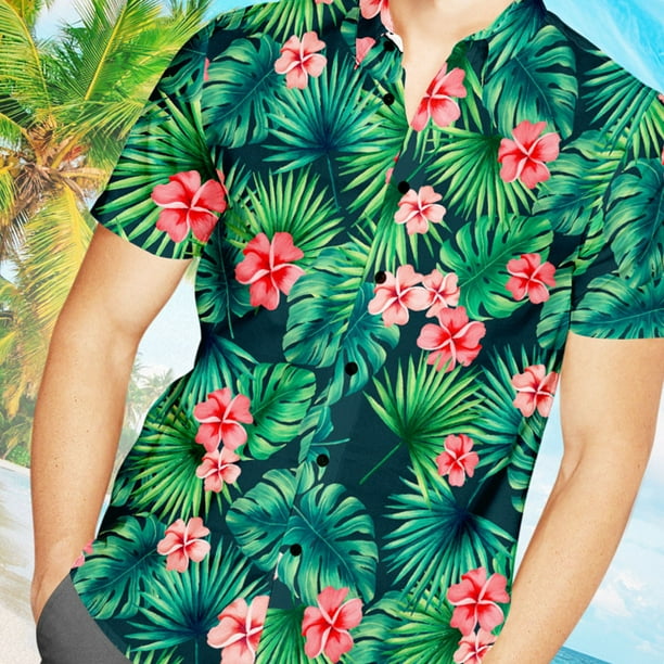Blusa hawaiana de manga corta para hombre Top hawaiano para vacaciones en la playa fines de semana viajes moda verano Walmart en linea
