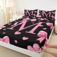 thumbnail image 4 of Erosebridal Cute Bowtie Letter M Queen Sheet Sets,Pink Bowknot Kawaii Loves Pattern Bed Set For Girls Kids 4pcs, 4 of 6
