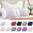 thumbnail image 7 of PiccoCasa Satin Pillowcase Ruffled Pillow Shams Set of 2, Standard Lavender Gray, 7 of 7
