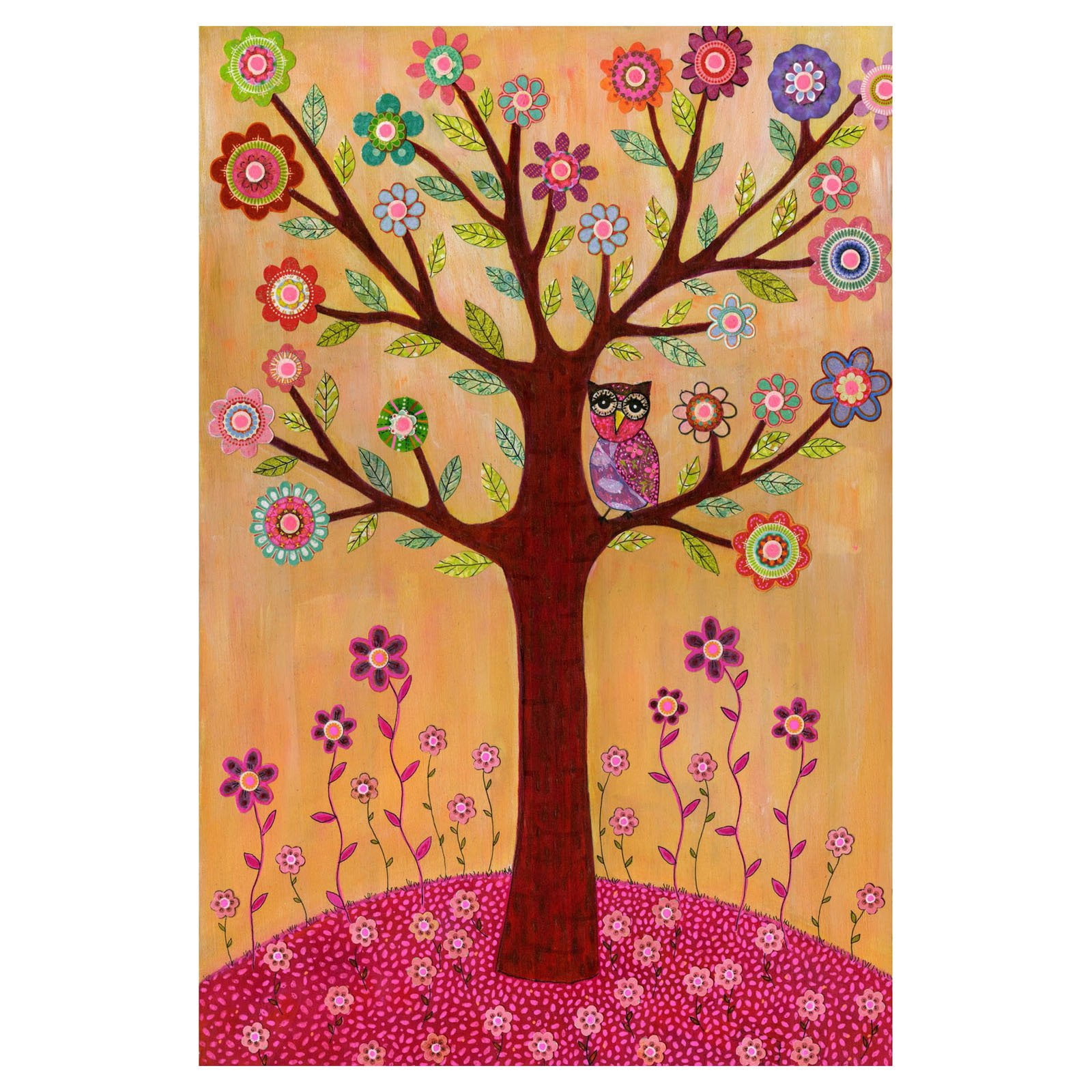 Marmont Hill "Sleepy Owl" by Sascalia Painting Print on Wrapped Canvas