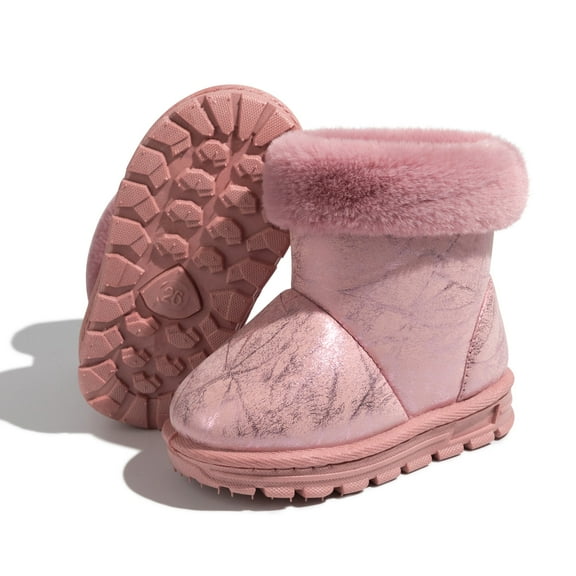 Meckior Toddler Boys Girls Snow Boots Winter Snow Warm Fleece Booties High-Top Ankle Shoes for Little Kids