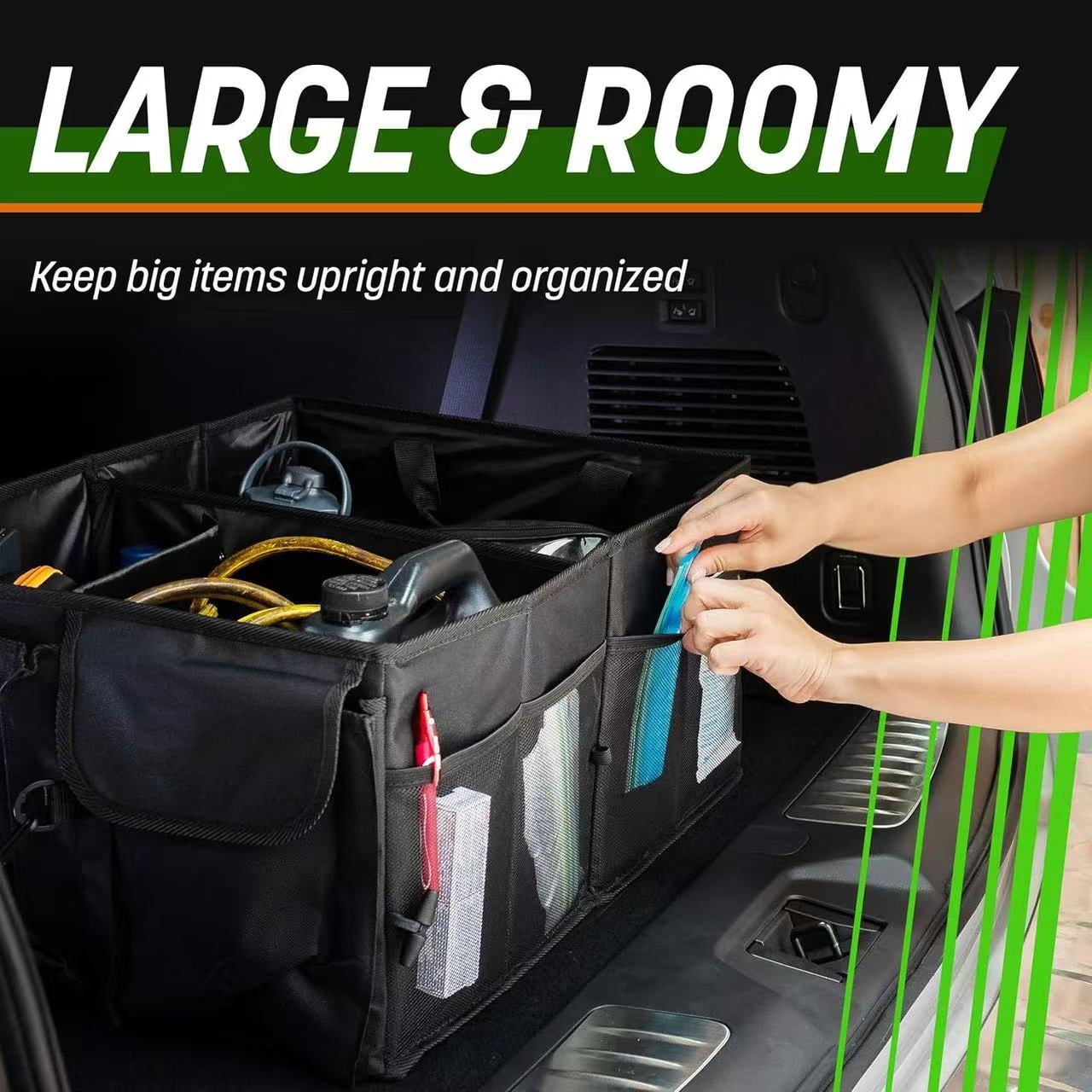 Foldable Car Organizer for Trunk & Back Seat Storage Box, Organization for Car Accessories, Tools, Sundries, Car Essentials