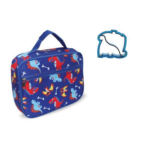 Keeli Kids Boys Dinosaur Lunch Box School Lunch Bag with Dino Sandwich Cutter in Blue