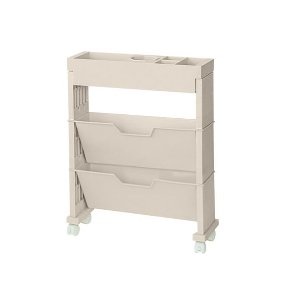 3-layer Rolling Utility Car, Mobile Bookshelf, Multifunctional Mobile Bookshelf with Lockable Casters, Suitable for Learning, Office, Kitchen, Classroom
