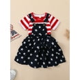 thumbnail image 3 of GXFC Toddler Baby Girl 4th of July Clothes Kids Girl Independence Day Summer Striped Short Sleeve T shirt Top+Stars Print Suspender Overalls Skirt Set 2pcs1-5Y, 3 of 9