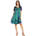 thumbnail image 5 of Sakkas Sienna Women's Knit Cold Shoulder Short Sleeve Flared Shift Short Dress - Turq - One Size, 5 of 5