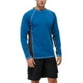 thumbnail image 4 of Fashnice Maillot de Bain de Surf pour Hommes Manches Longues Tenue de Plage Color Block Col Rond Été Vacances Paon Bleu Gris G, 4 of 4