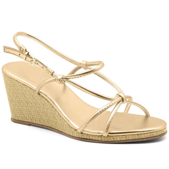 Yolanda Gold Strappy Low Platform Wedge