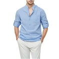 thumbnail image 1 of KIHOUT Chemises à Manches Longues pour Hommes Décontracté Col Rabattu Chandail Bouton Mode Décontractée Coton-Lin Tops LB/S, 1 of 4