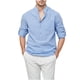thumbnail image 1 of Blusa y camisa de manga larga con cuello vuelto para hombre, informal, con botones, de lino y algodón, a la moda., 1 of 4
