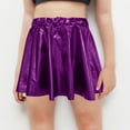 thumbnail image 2 of Girls Shiny Skater Skirt, Sparkly Flared Pleated A-Line Mini Dance Skirts Lace Mini Skirt Purple 5Y, 2 of 4