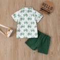thumbnail image 6 of Tisuna Kids Gentleman Outfit Sets For Boys Cartoon Car Print Short Sleeve Button Down Shirts And Shorts Set Handsome Soft Infant Toddler Boys Formal Outfits Size 6-12 Months Green, 6 of 8