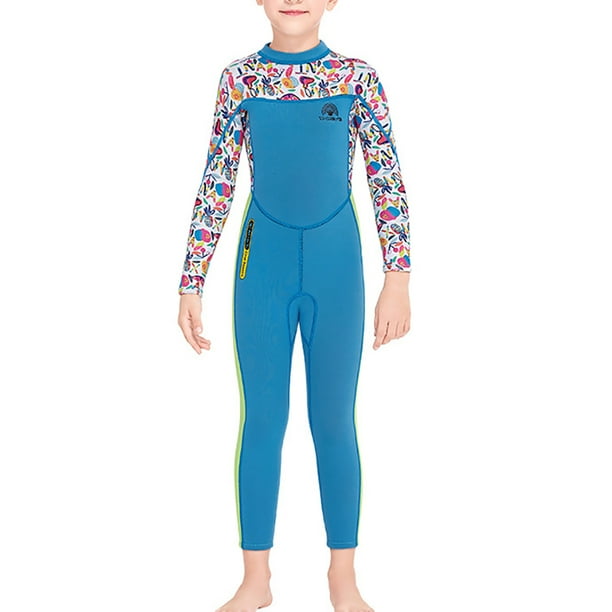 Niños y niñas niños trajes de buceo traje ultrafino secado rápido 2.5 mm traje de baño para jóvenes buceo Snorkeling Surfing Natación azul XL seitruly OD003673-09
