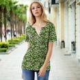 thumbnail image 6 of HAPIMO Women' Plus Size V-Neck Tees Flower Print Tops Summer Tops for Women Fashion Clothes Casual Loose Elegant Blouses Flowy Dressy Tunic Green L, 6 of 9