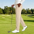 thumbnail image 5 of TKKCS Mens Stretch Golf Pants Comfort Waist Flat Front Business Casual Slim Straight Fit Dress Pants with Pockets Khaki XL, 5 of 8