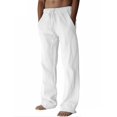 thumbnail image 1 of Pantalón PIDOGYM para hombre de algodón y lino, blanco, corte holgado, 1 of 5