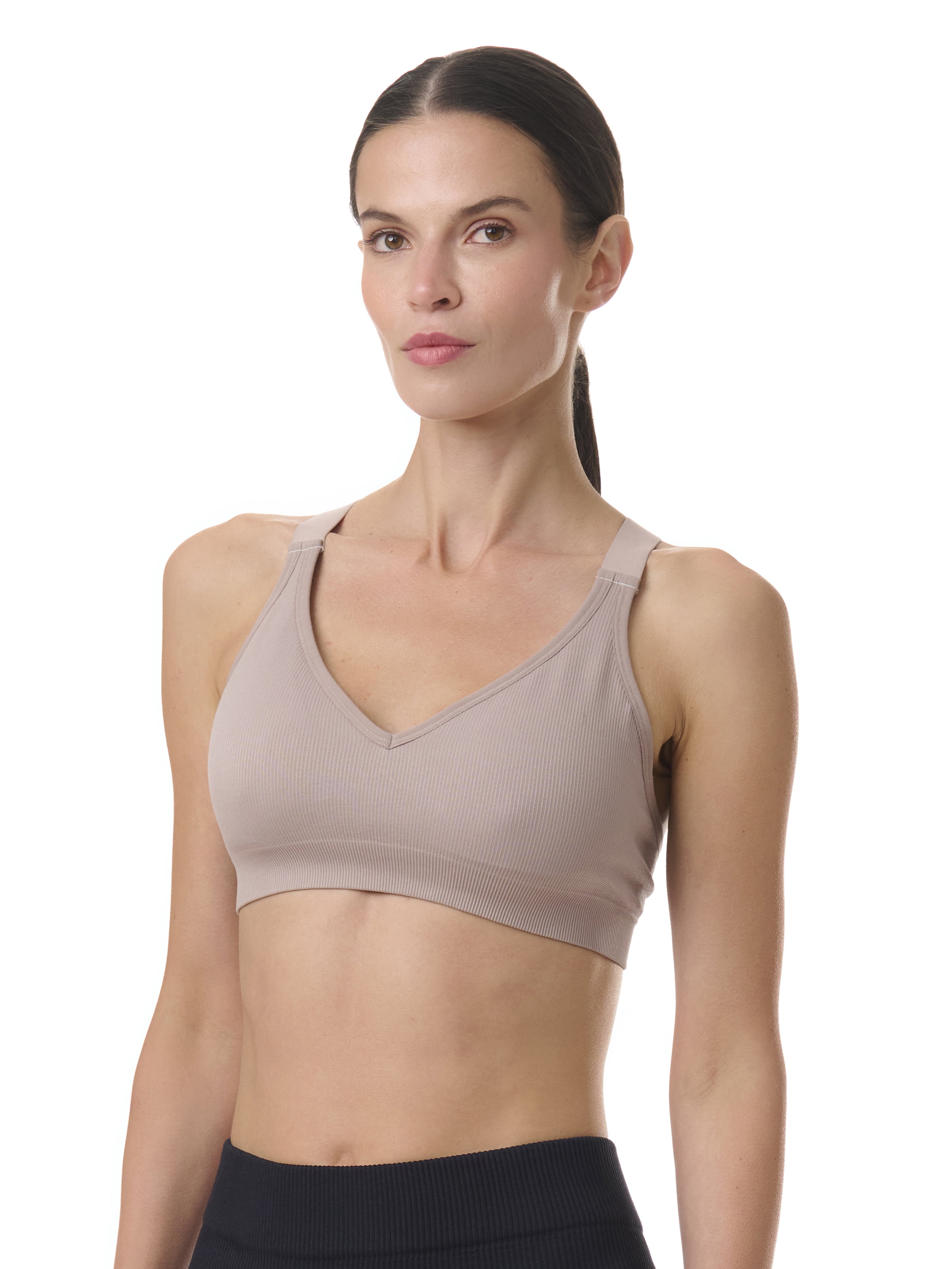 Avia Women's Seamless Rib Plunge Sports Bra, Sizes XS-XXXL