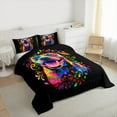 thumbnail image 3 of Feelyou Kawaii Cartoon Dog King Size Comforter Sets, Tribal Damask Flower Bedding Comforter Set, Pet Lover Reversible Bedding Set, Breathable Home Decor, 3pcs, 3 of 8
