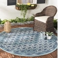 thumbnail image 2 of SAFAVIEH Courtyard Vermont Geometric Indoor/Outdoor Area Rug, Navy/Aqua, 4' x 4' Round, 2 of 9