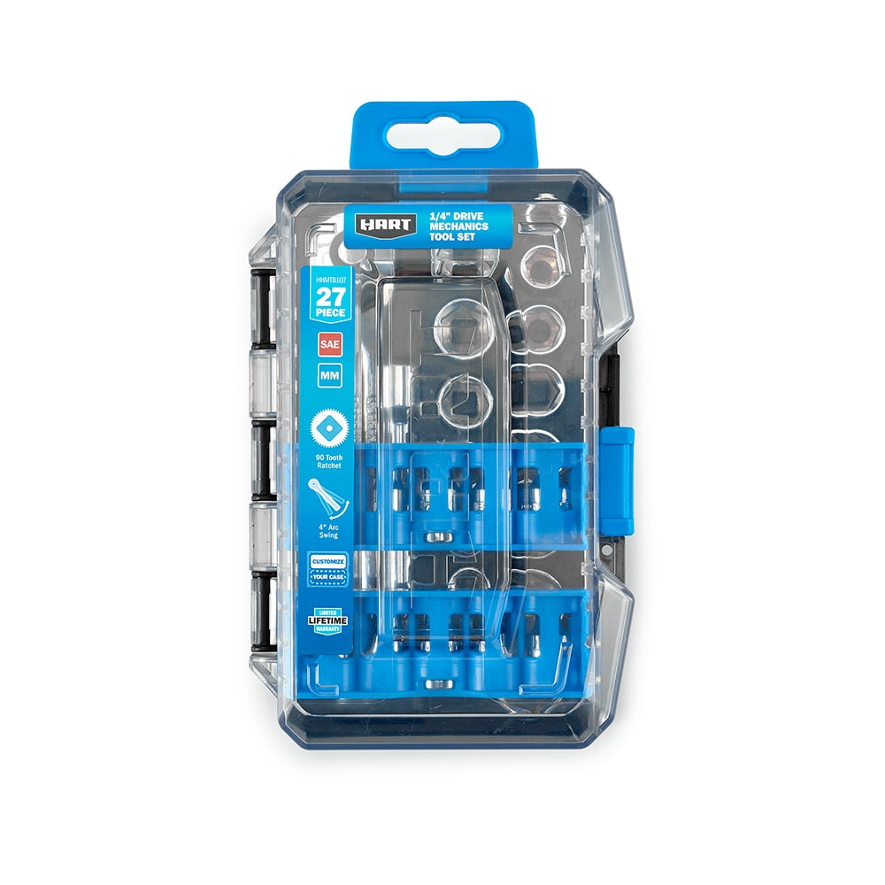 HART 27-Piece ¼-inch Drive Mechanics Tool Set, Socket and Ratchet Set