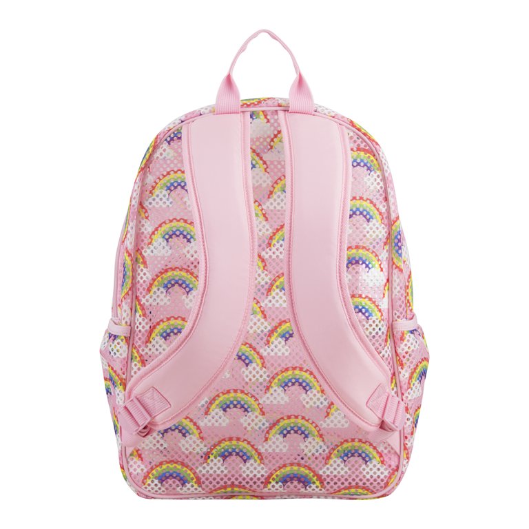 Rainbow Backpack School Bag Glitter Print Minimalist 