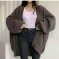 thumbnail image 6 of LOVE DOCK Korean Ins Lazy Knitted Cardigan Female V-neck Single-breasted Loose Lantern Sleeve Sweater Coat Women Oversized Sweater, 6 of 6