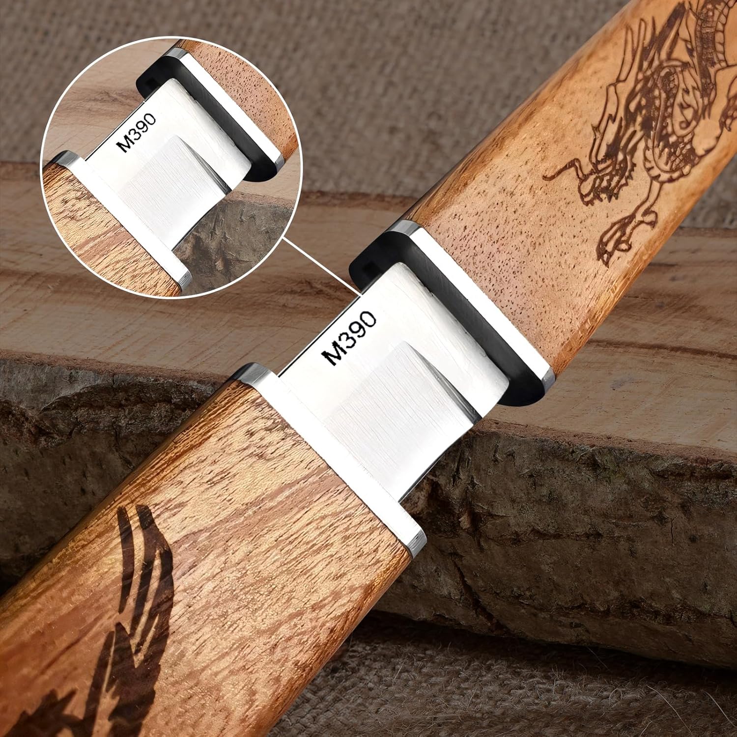 Plys Tanto Camping Knife Double Balde Outdoor Knives, Wood Handle, Hunting Essentials Gear, for Fruits Paring, Easy Storage