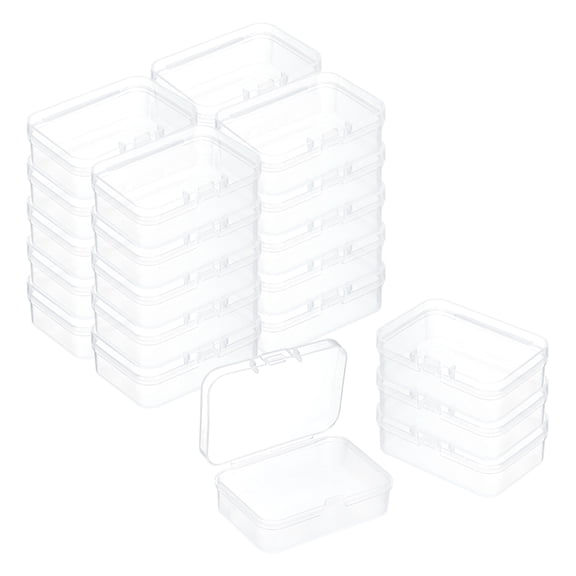 Uxcell 24 Pcs Mini Clear Plastic Container Box, 2.5"x1.8" Rectangle Holder Plastic Case