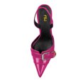 thumbnail image 2 of FSJ Women Glossy Pointed Closed Toe Slingback Pumps Chic Buckle Strap Sandals Slip On Chain High Heels Elastic Strap Dressy Shoes Size 7 Pink, 2 of 4