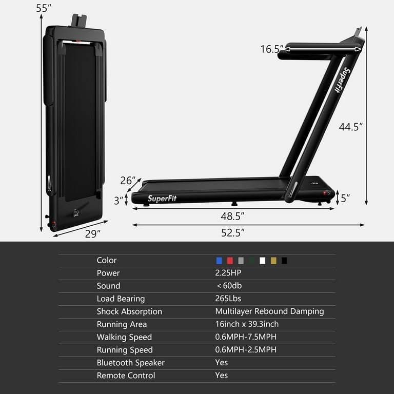 SuperFit Up To 7.5MPH 2.25HP 2 in 1 Single Display Screen