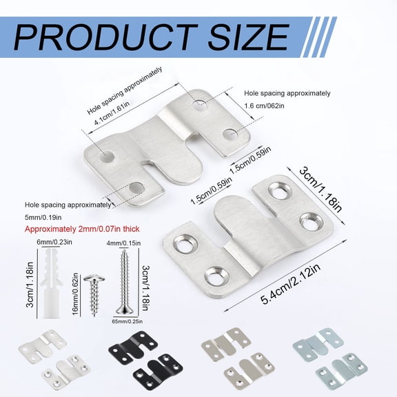 Mountain-Shaped Buckle   Screw Flush Mount Bracket Picture Hanging Hooks Stainless Photo Frame Hook Large Picture Hanger Hanging Buckle Furniture Connector Headboard Wall