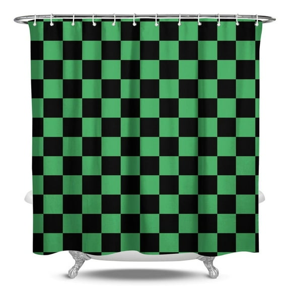 Moroccan Geometric Shower Curtain Retro Checkerboard Print Waterproof Bathroom Curtain with Hooks 84x72 Inch