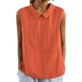 thumbnail image 3 of CAIXIA Sleeveless Button Down Shirts for Women Business Collared Shirt Work Blouses Button Up Office Clothes Professional Tank Top,Orange, 3 of 8
