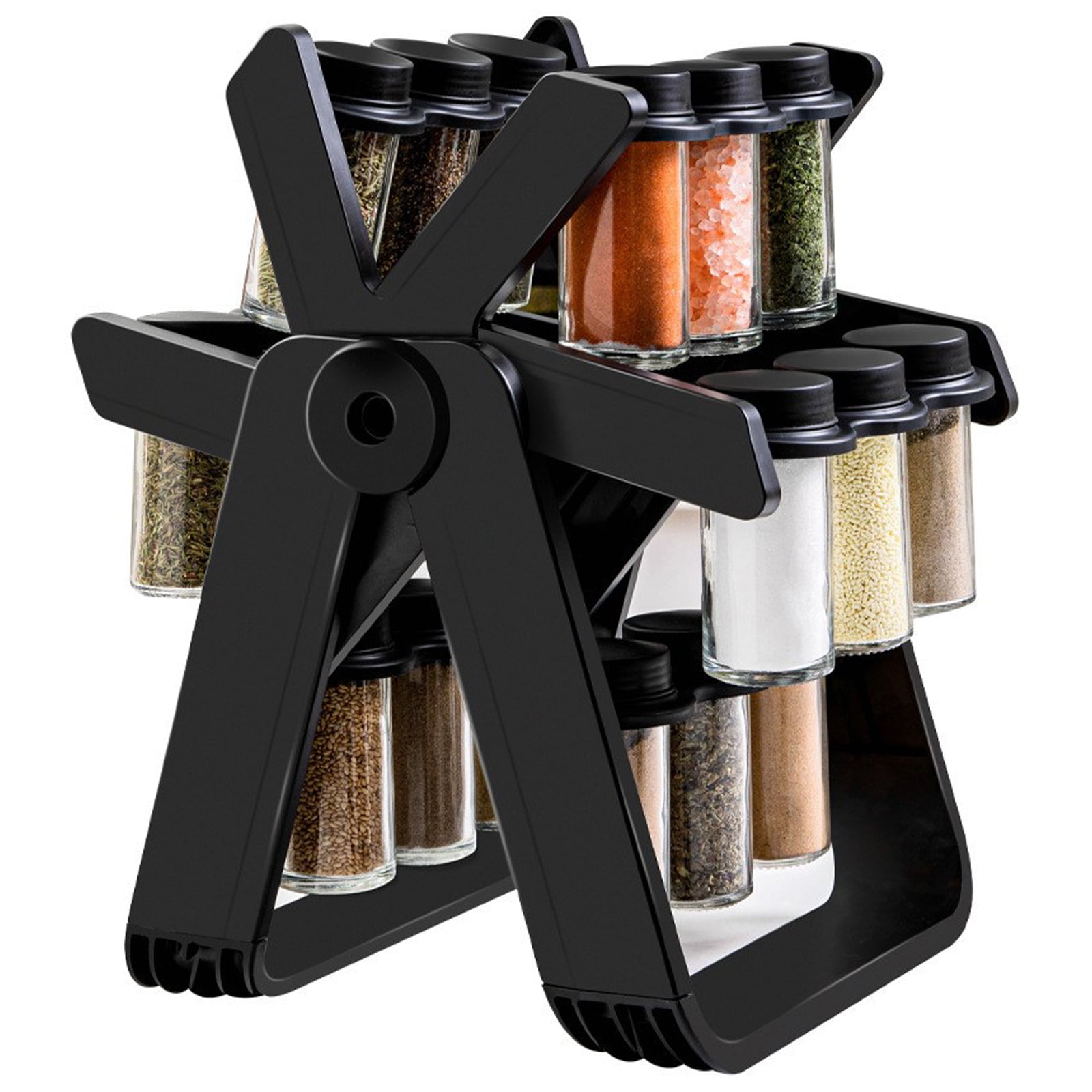 Revolving Spice Rack Set With 18 Spice Jars,Removable Countertop Spice Rack,360° Rotating Ferris