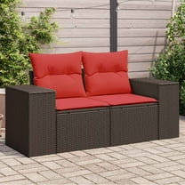 vidaXL Patio Sofa with Cushions 2-Seater Brown Poly Rattan