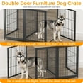 thumbnail image 6 of Dog Crate Furniture with Storage Shelves,Wooden Dog Crate End Table with Flip Top and Movable Divider,42.5 Inch Dog Cage,Large Dog Kennel Indoor Furniture with 3 Doors,42.5"L*27.1"W*63.7"H,Grey, 6 of 8