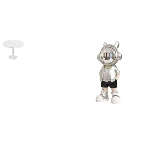 Escritorio redondo de casa de muñecas,Muebles de mesa redonda en miniatura para casa de muñecas,1 12,Figura de escritorio,Estante con estatua de astronauta para decoración de oficina y