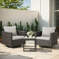 thumbnail image 2 of POCASSY Outdoor Swivel Chairs Set of 2 with Square Metal Side Table, Patio Bistro Set for Porch, Garden, Beige, 2 of 8