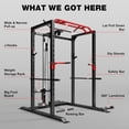 thumbnail image 5 of JELENS Squat Rack for Home Gym,2000lbs Power Rack Squat Machine with LAT Pulldown and More Training Attachments,Weight Rack with Adjustable Pulley System for Full Body Workout,Black, 5 of 9