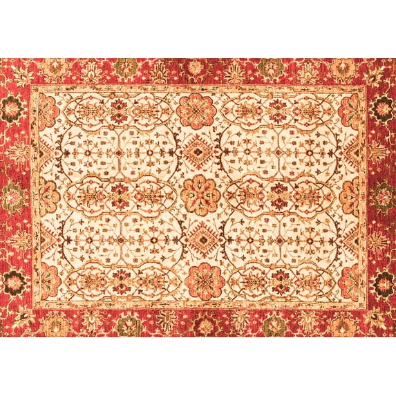 Ahgly Company Indoor Rectangle Oriental Orange Traditional Area Rugs, 2' x 3'