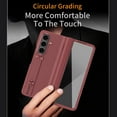 thumbnail image 2 of For Samsung Galaxy Z Fold 7 Case Built-in Tempered Glass Screen Protector & Finger Grip Buckle & Luxury Leather Hinge Protection Kickstand 360 Full body Dust-Proof Phone Cover, Red, 2 of 7