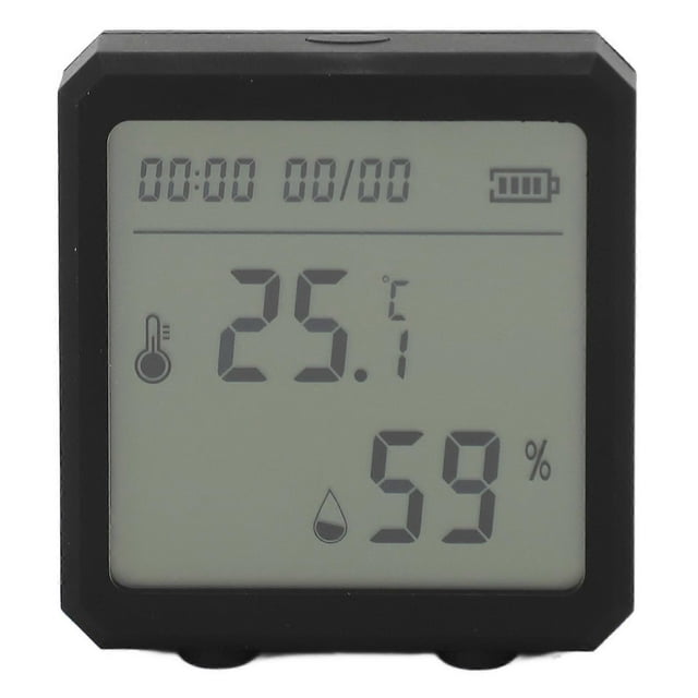 Temperature Humidity Meter LCD Display Wifi Alarm Function Voice Support Digital Hygrometer Thermometer for Indoor Black