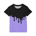thumbnail image 5 of piuwrlz Short Shirts Sleeve Kids Girls T-Shirts Tops Printed Round Neck T Shirt Top Purple Size 4 Years, 5 of 5