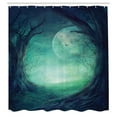 thumbnail image 3 of Ambesonne Gothic Shower Curtain, Spooky Valley in Woods, 69"Wx75"L, Navy Green, 3 of 5