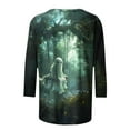 thumbnail image 5 of FDGIU Halloween Shirts for Women Fashion Women's Casual Print Round Neck 3/4 Sleeve T-shirt Blouse Spooky Season Graphic, 5 of 5