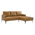 thumbnail image 2 of Modway Evermore Right-Facing Vegan Leather and Metal Sectional Sofa in Tan, 2 of 5