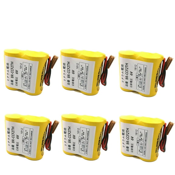6PCS BR-CCF2TH Battery with Plug 6V 5000mah for A98L-0001-0902/A98L-0031-0006 PLC Back-Power Non-Rechargeable