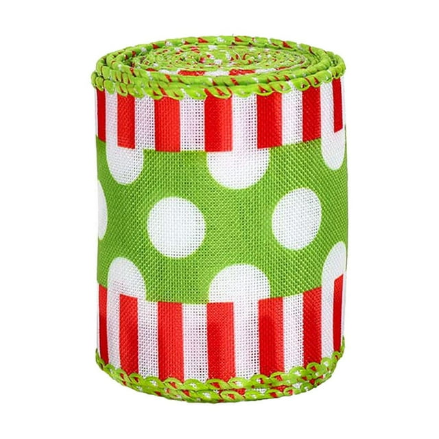 Under 10 Event & Party Christmas Wired Edge Ribbon 2.5 Inch 5Yard Christmas Craft Ribbon Funny Cartoon Character Gift Wrapping Ribbon Decorative Ribbon for Xmas Tree Wreath Bows DIY Craft