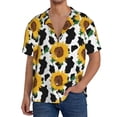 thumbnail image 3 of Fotbe Cute Cow Print Sunflower B print Short Sleeve Button Down Shirts for Men Casual Summer Beach Wrinkle Free Shirt-XX-Large, 3 of 7